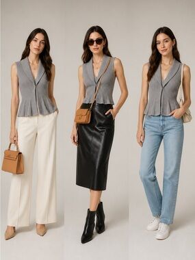 Y2K Metallic Silver Ribbed Knit Sleeveless Vest Top